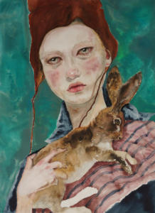 girl with rabbit 20x30